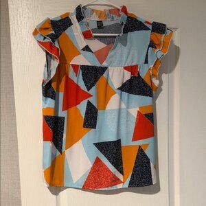 SHEIN Colorful Geometric Blouse